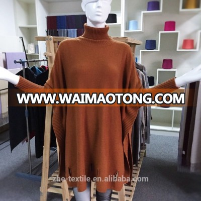 caramel colour pure cashmere poncho sweater