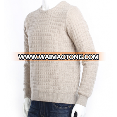 khaki colour 100% cashmere men's crew neck pullover sweater