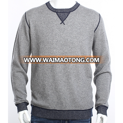 100% cashmere men's pullover cashmere sweater with customer tag