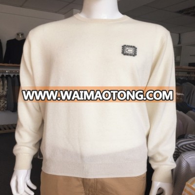 Pure Cashmere sweater Crewneck Embroidery logo