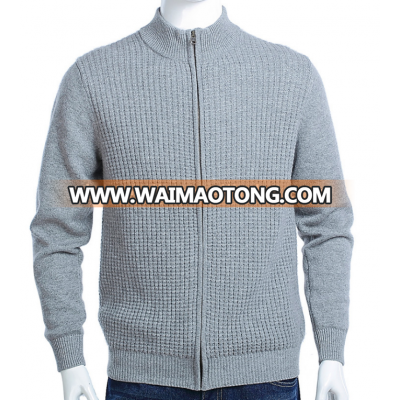 100% cashmere men's zipper cardigan sweater