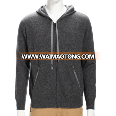 Men's 100% Cashmere Sweater Full-zip Hoodie