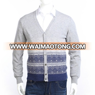 men's jacquard cardigan 100% pure cashmere